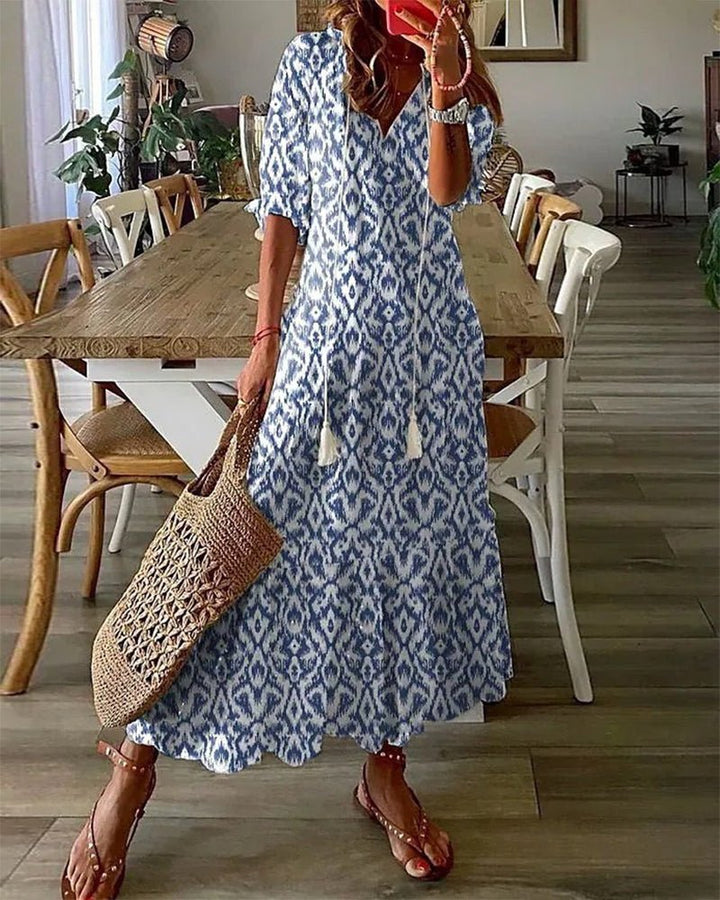 Arianelle – Elegant Boho Midikjole med Print