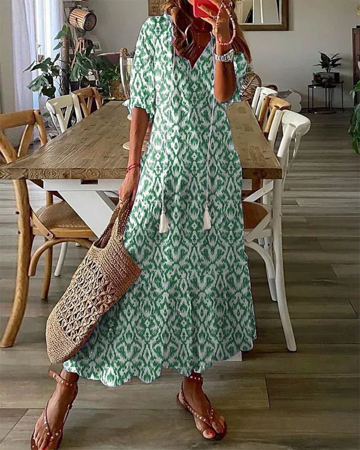 Arianelle – Elegant Boho Midikjole med Print