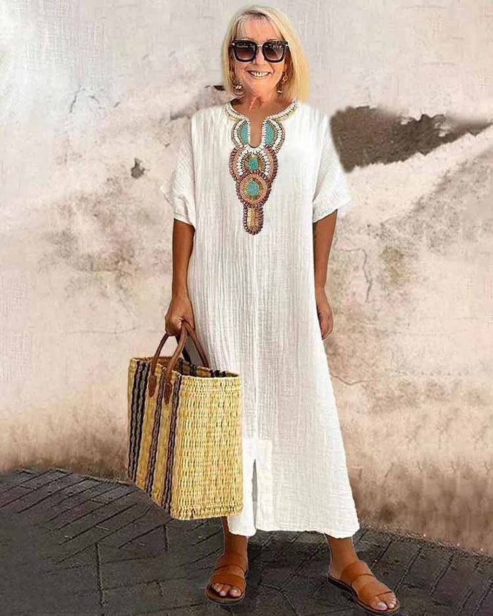 Anika – Elegant Boho Midikjole med Print