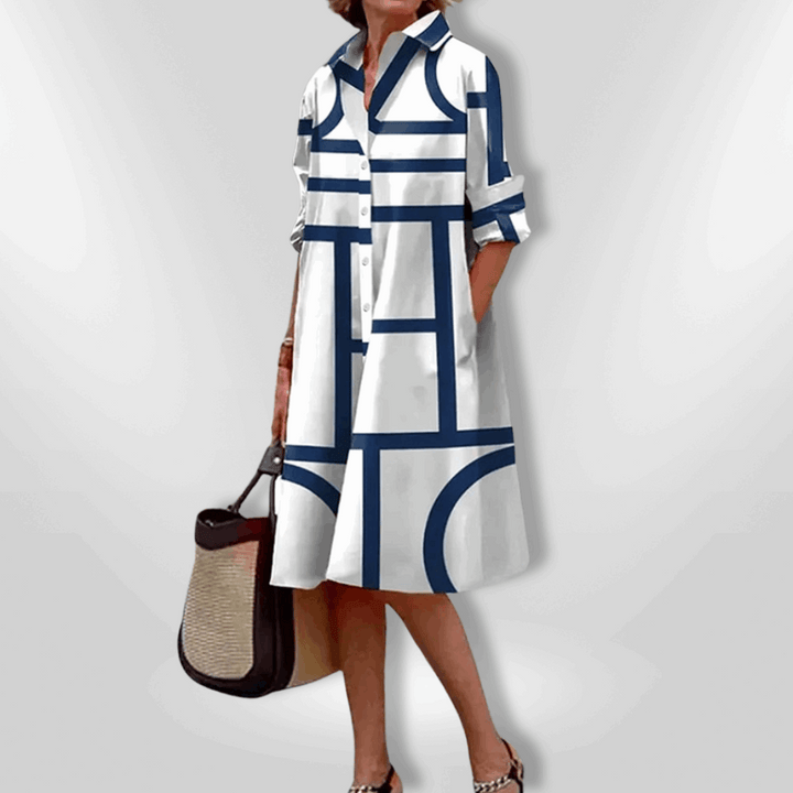 Helen™| Midikjole med geometrisk mønster