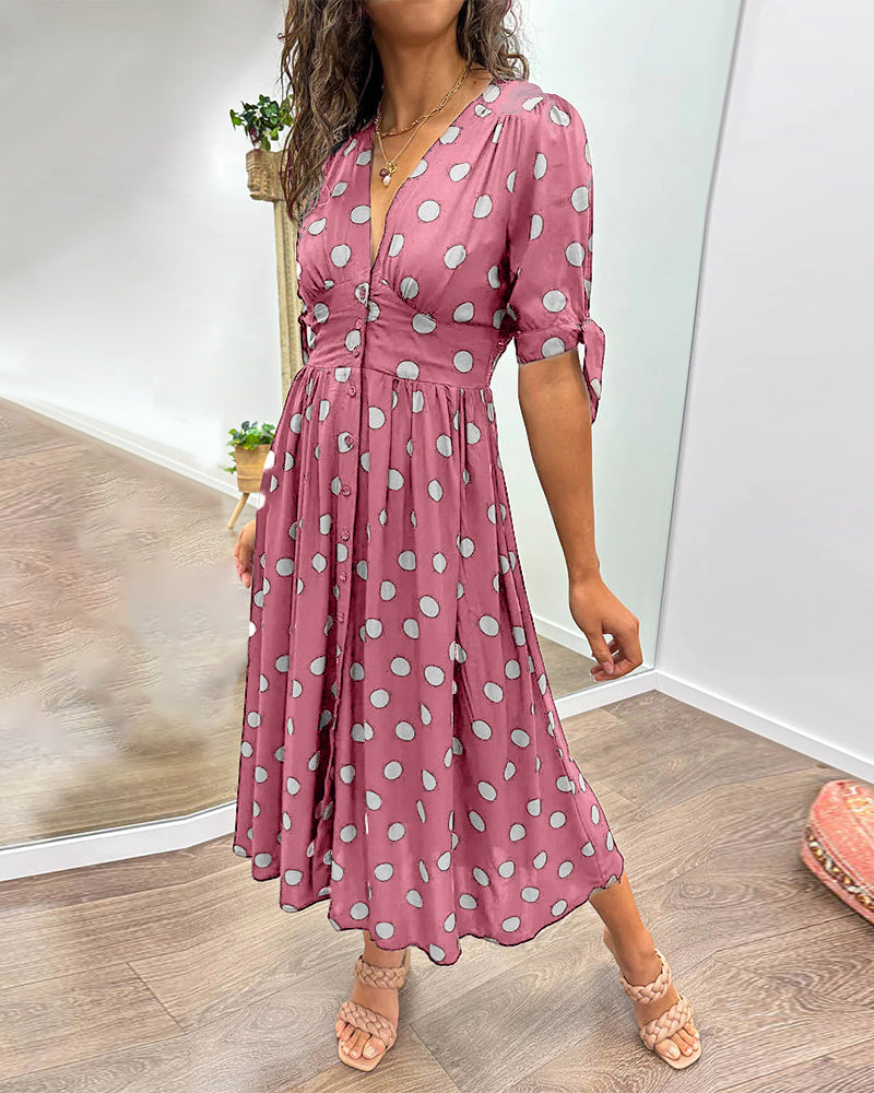 Freja™ | Elegant Kjole med Prikker