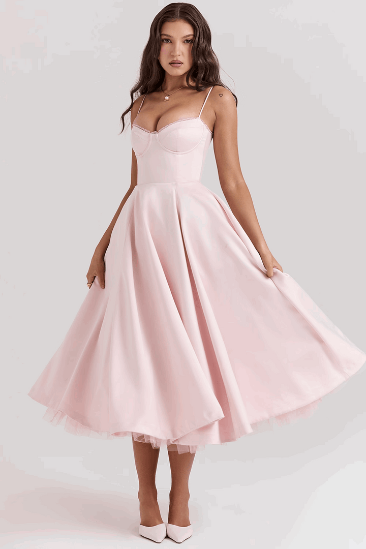Luce - Satin-tyll midikjole
