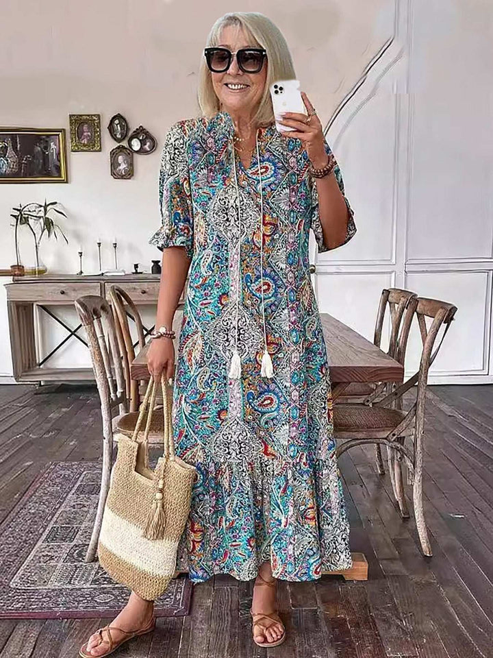 Averie – Elegant Boho Midikjole med Print