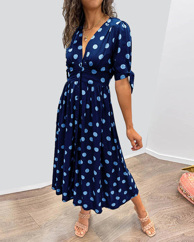 Freja™ | Elegant Kjole med Prikker
