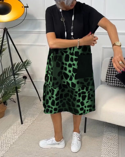 Anora – Elegant Boho Midikjole med Print
