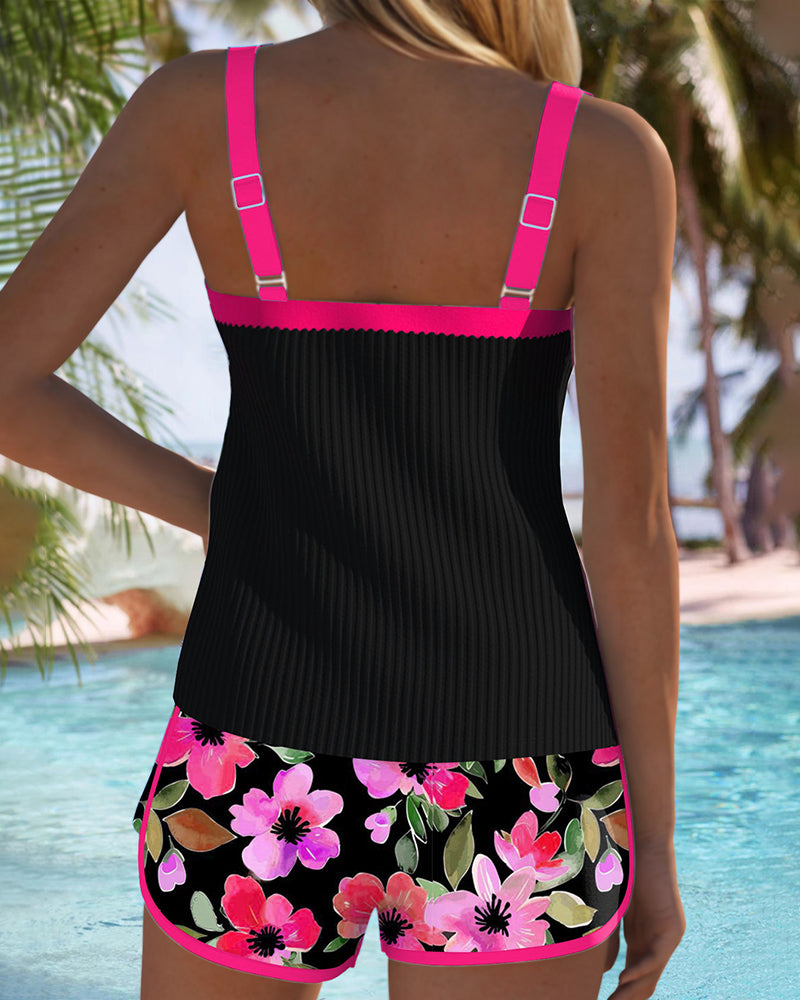 Yana| Komfortabel tankini med blomsterprint