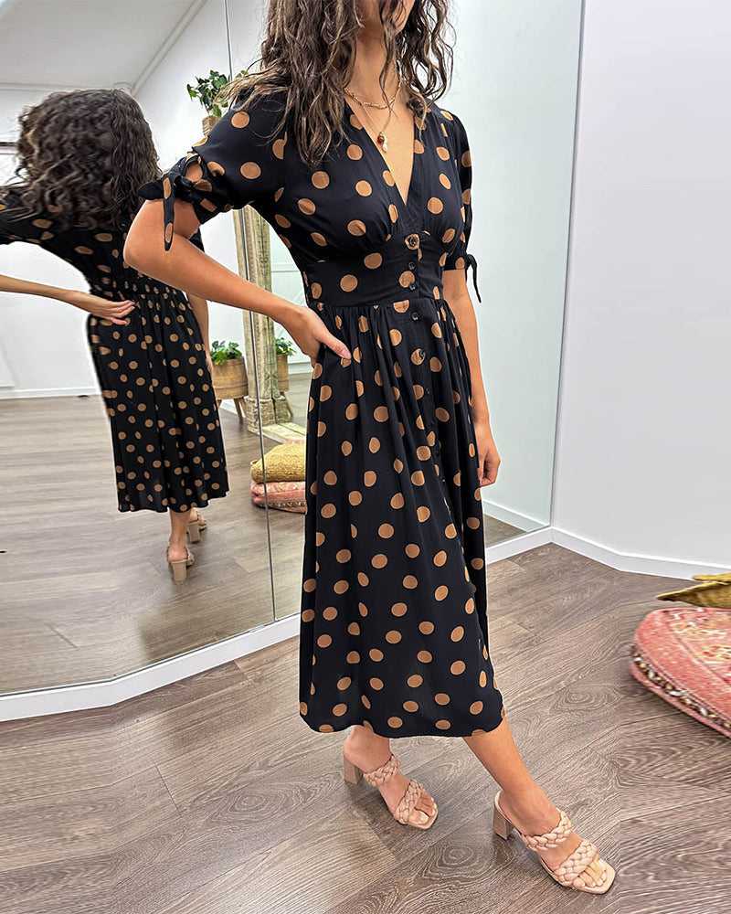 Freja™ | Elegant Kjole med Prikker