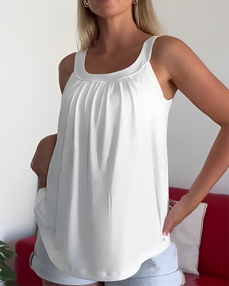 Saga | Ensfarvet Top