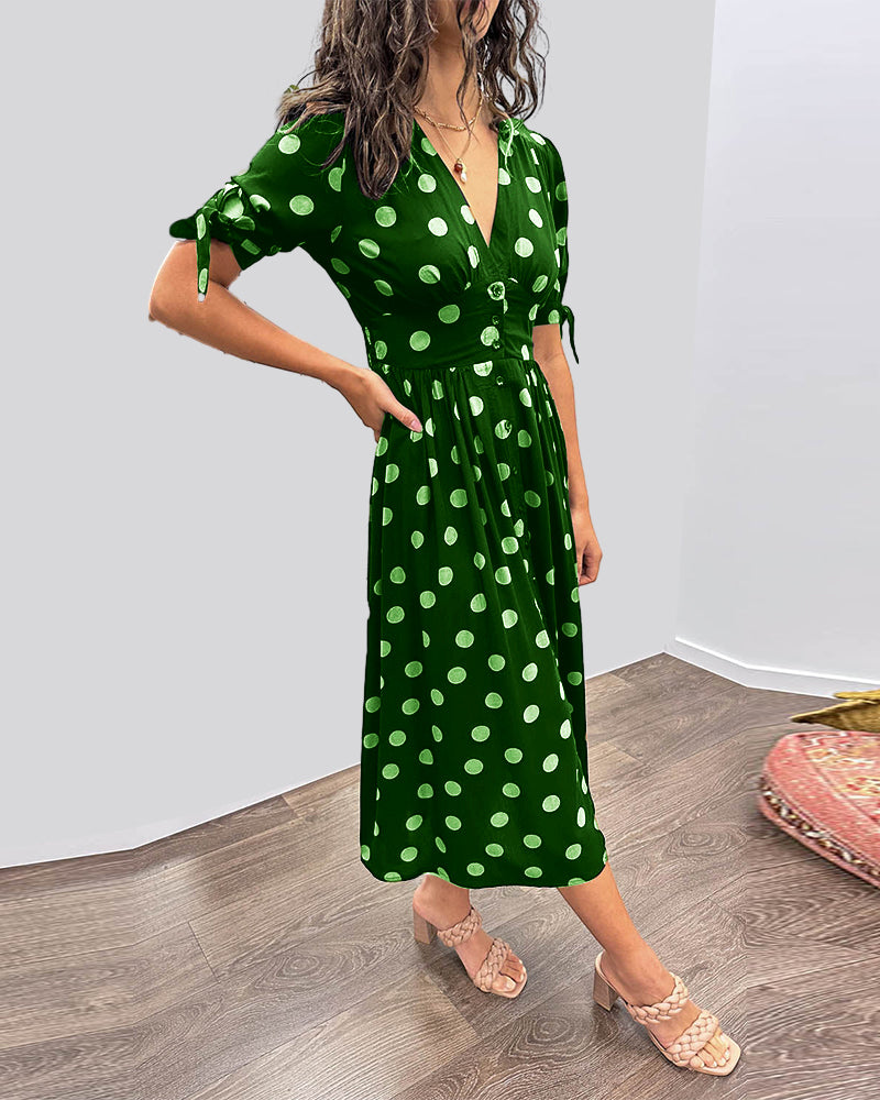 Freja™ | Elegant Kjole med Prikker