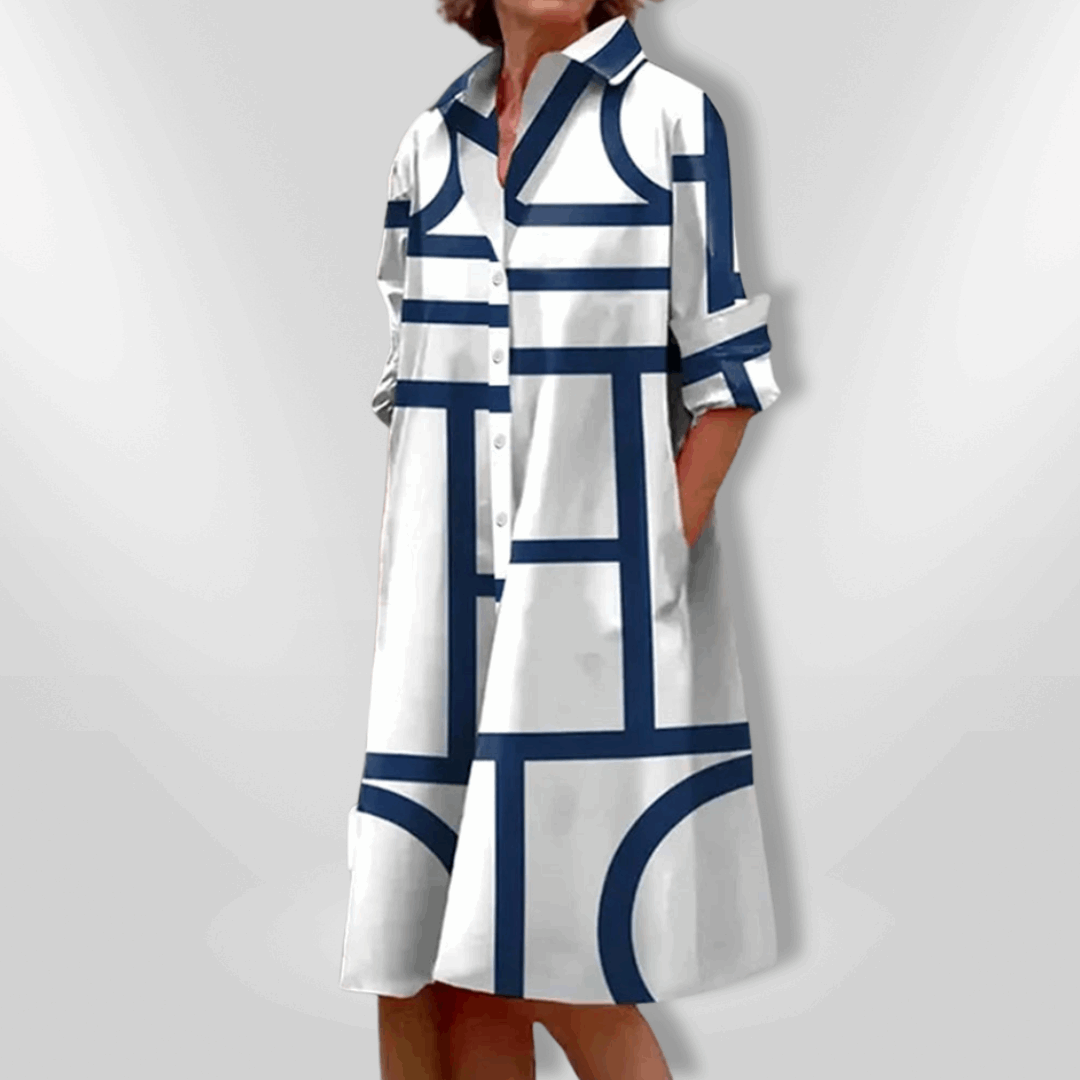 Helen™| Midikjole med geometrisk mønster