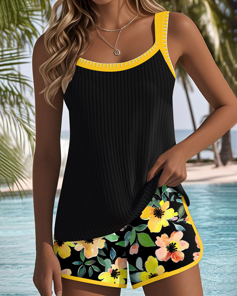 Yana| Komfortabel tankini med blomsterprint