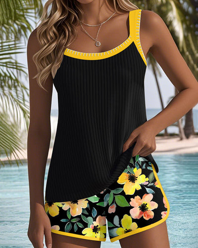 Yana| Komfortabel tankini med blomsterprint