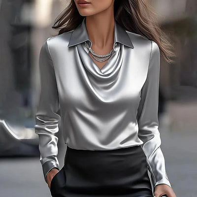 Joyce™ | Elegant satinbluse med V-udskæring