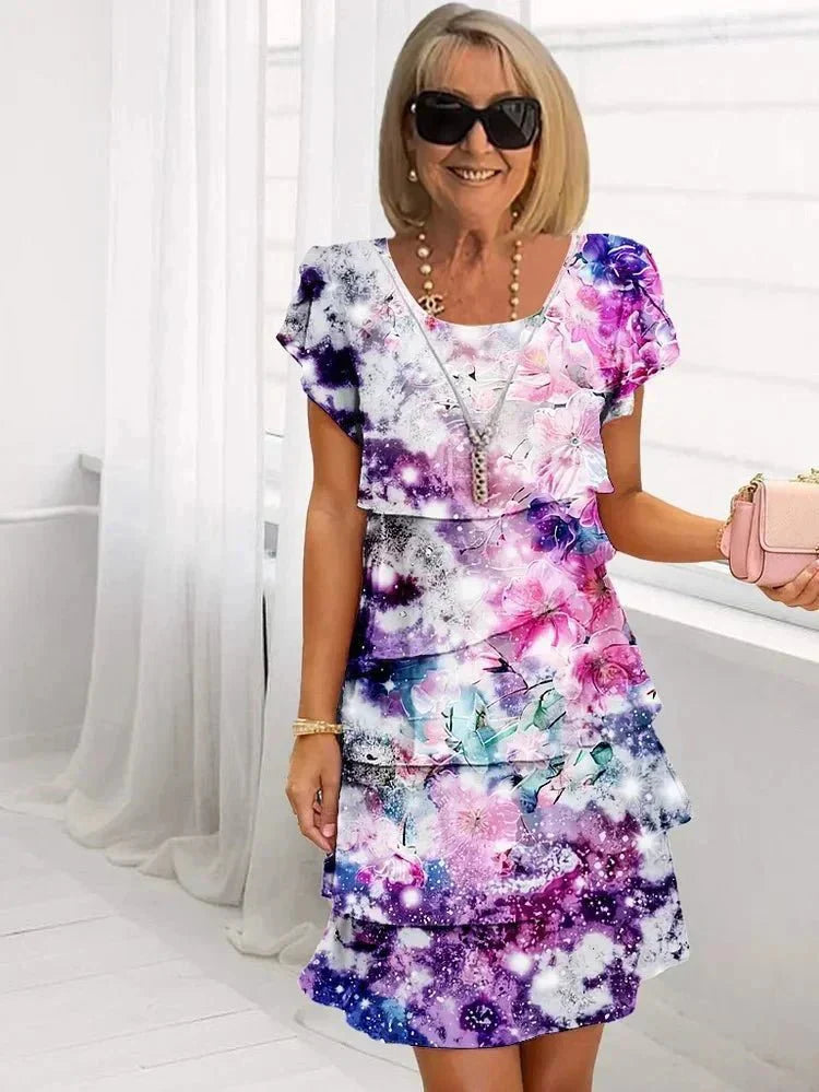 Amabel – Elegant Boho Midikjole med Print