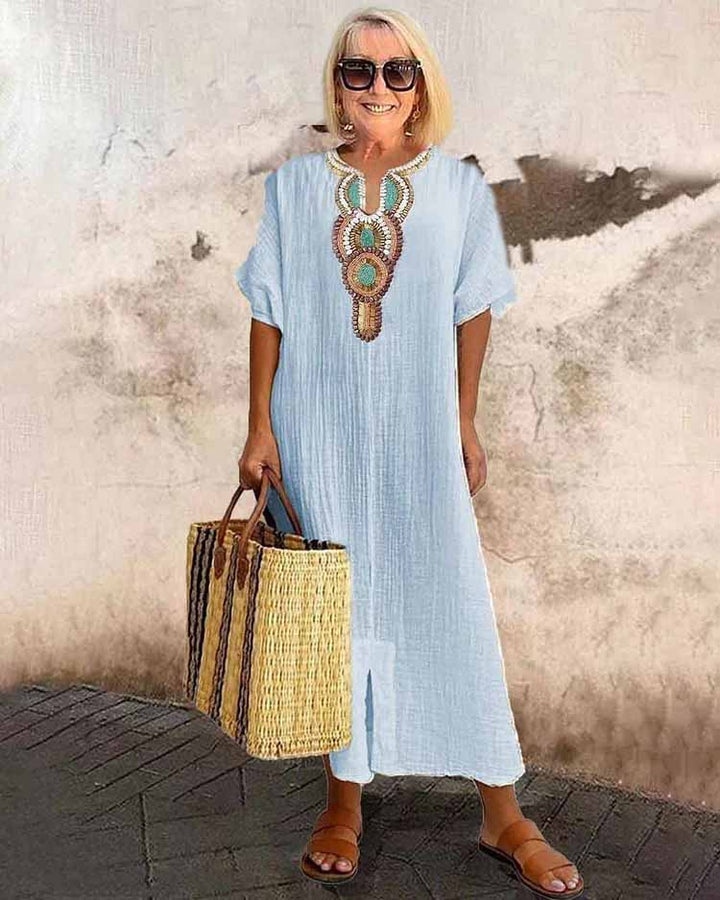 Anika – Elegant Boho Midikjole med Print