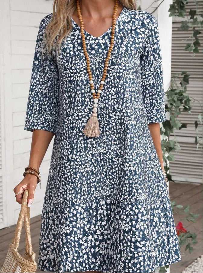 Ailsa – Elegant Boho Midikjole med Print