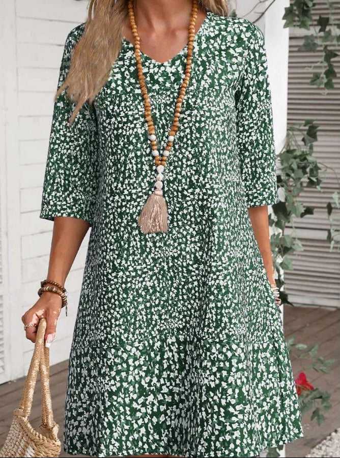 Ailsa – Elegant Boho Midikjole med Print