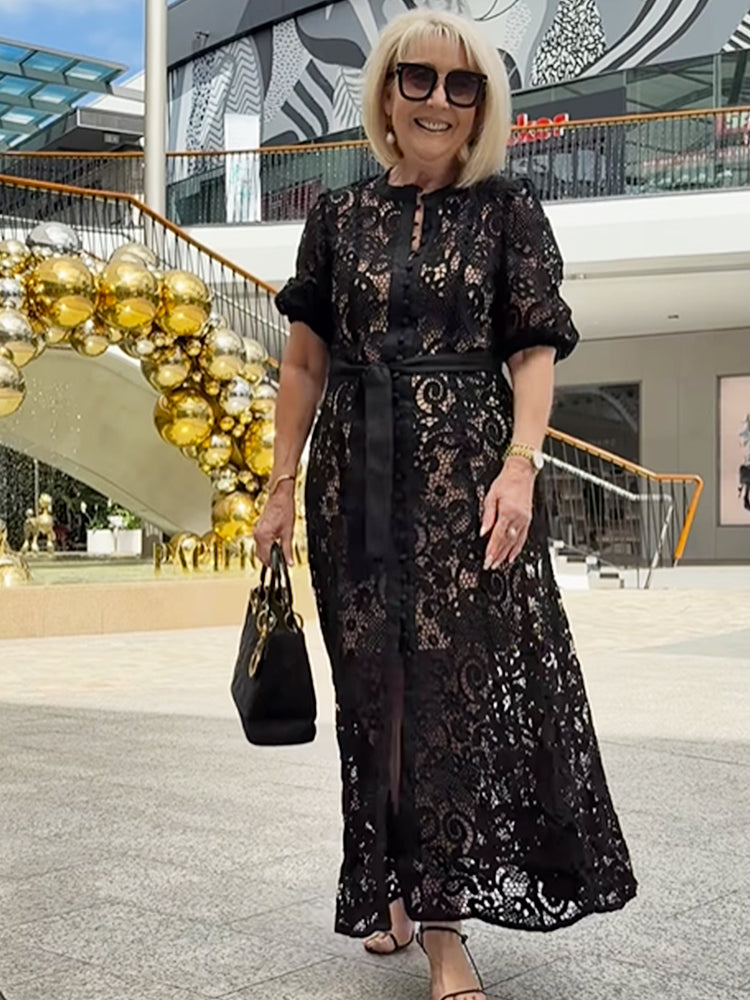 Abigail – Elegant Boho Midikjole med Print
