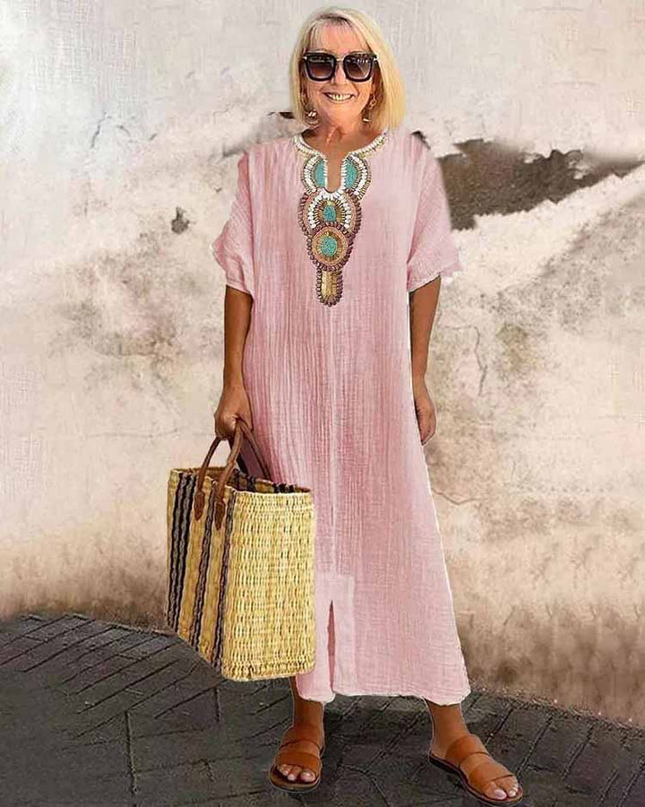 Anika – Elegant Boho Midikjole med Print
