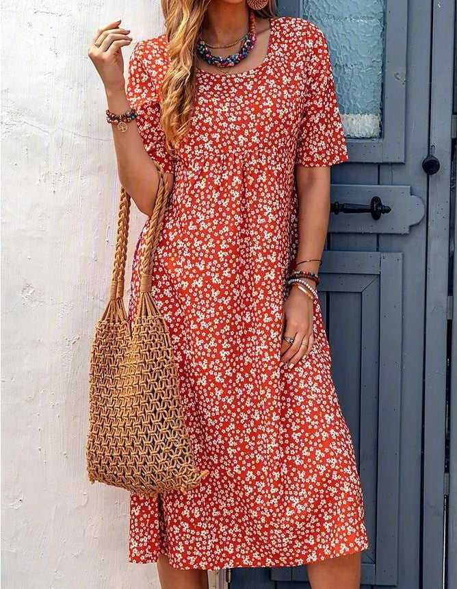 Arlise – Elegant Boho Midikjole med Print