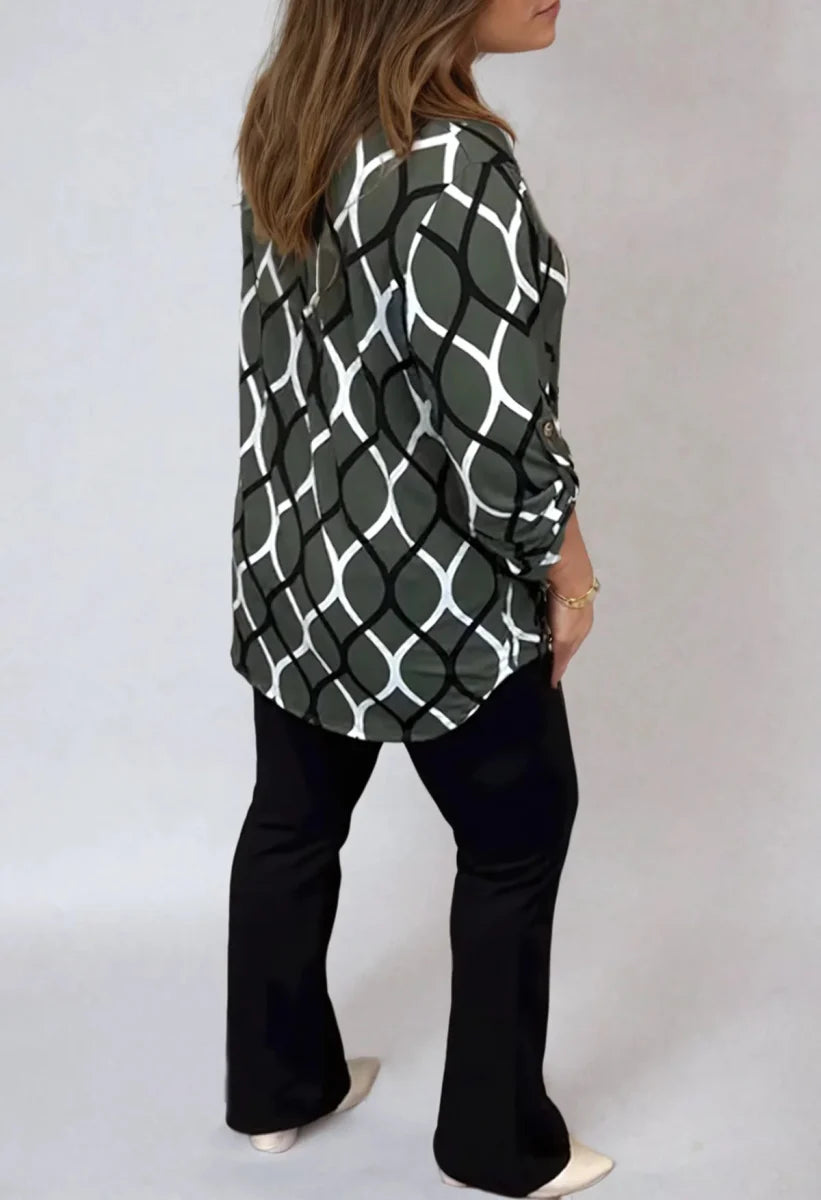 Signe™ | Casual Bluse med Lange Ærmer og Elegant Mønster