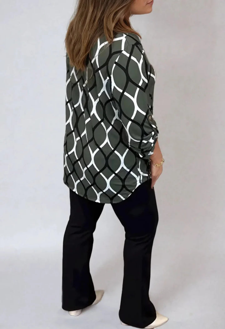 Signe™ | Casual Bluse med Lange Ærmer og Elegant Mønster