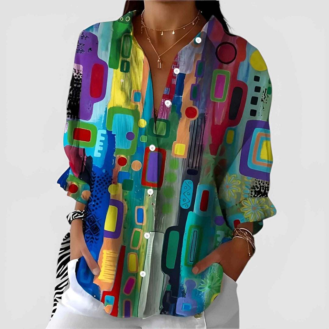 Edna™ bluse med geometrisk mønster