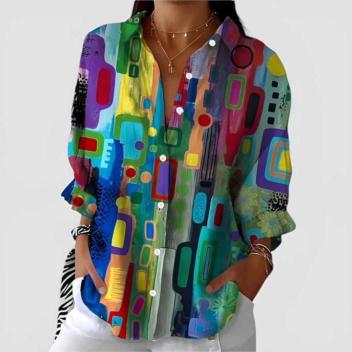Edna™ bluse med geometrisk mønster