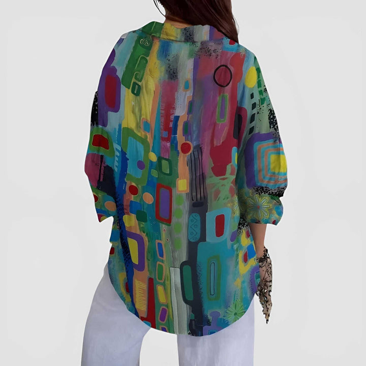 Edna™ bluse med geometrisk mønster