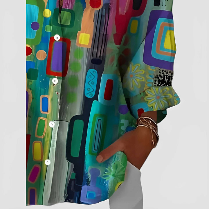 Edna™ bluse med geometrisk mønster