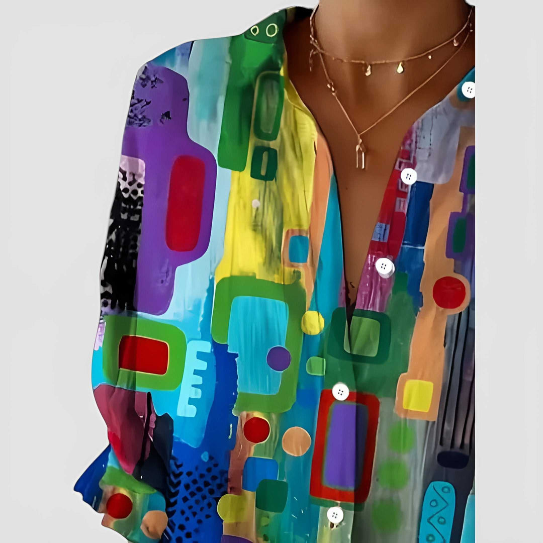 Edna™ bluse med geometrisk mønster