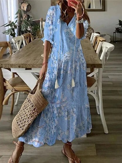 Arianelle – Elegant Boho Midikjole med Print