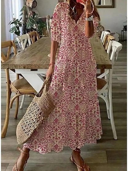Arianelle – Elegant Boho Midikjole med Print