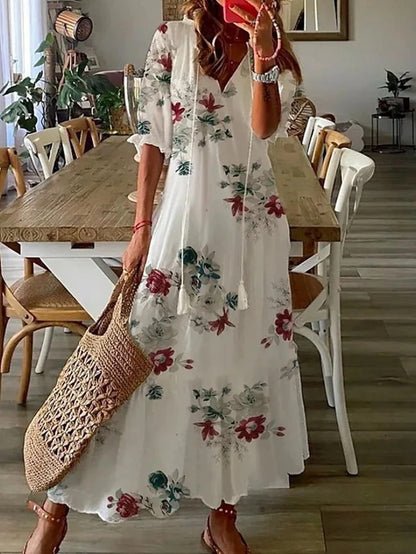 Arianelle – Elegant Boho Midikjole med Print